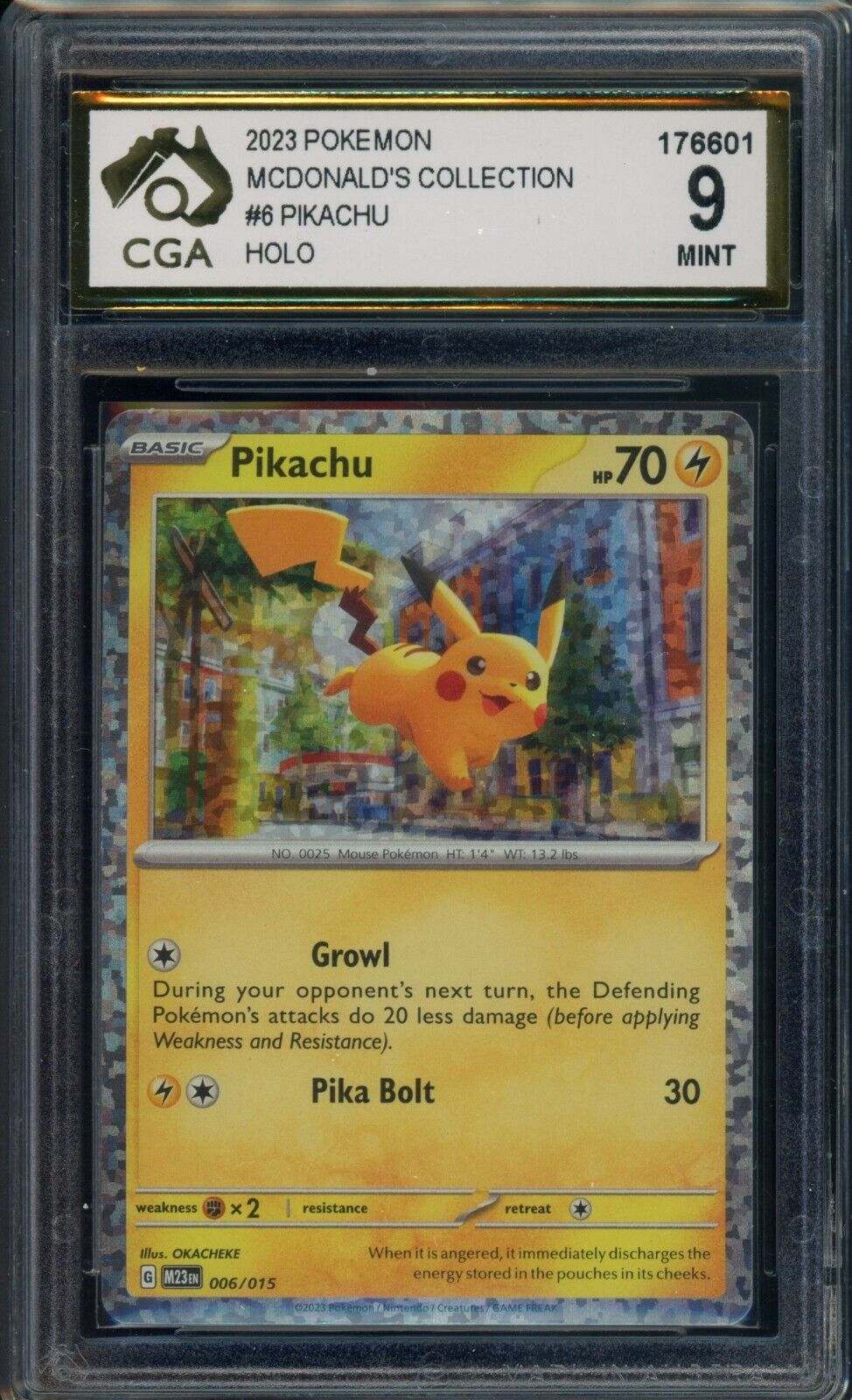 2023 Pokemon McDonald's Collection #6 Pikachu HOLO Graded CGA 9 Mint T