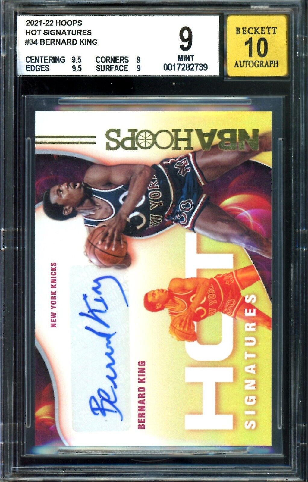 2021-22 Panini Hoops HOT SIGNATURES Bernard King Graded BGS 9 Auto 10