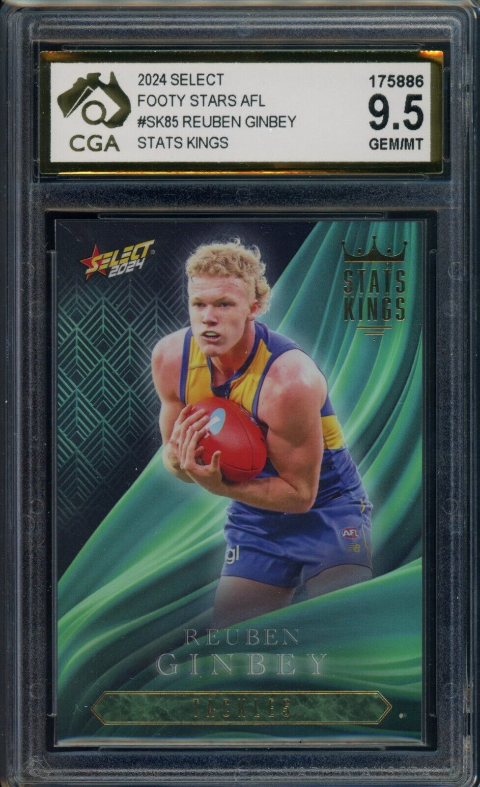 2024 Select AFL Footy Stars STATS KINGS Reuben Ginbey Graded CGA 9.5 W